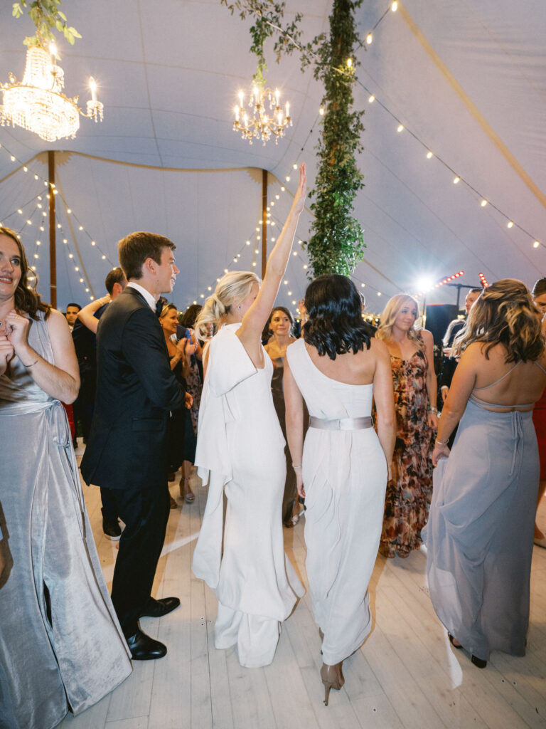 dancing at sailcloth tent wedding in baltimore cylburn arboretum designed and planned by east made co 