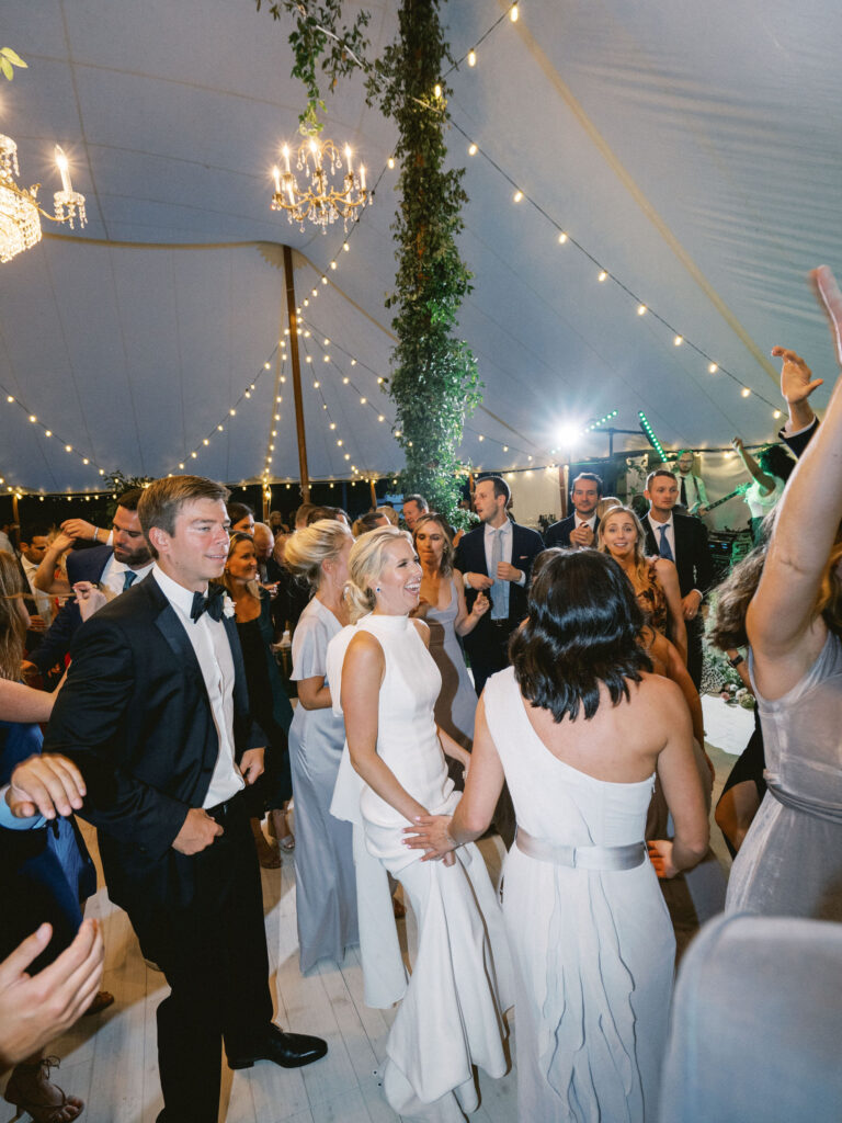 dancing at sailcloth tent wedding in baltimore cylburn arboretum designed and planned by east made co 