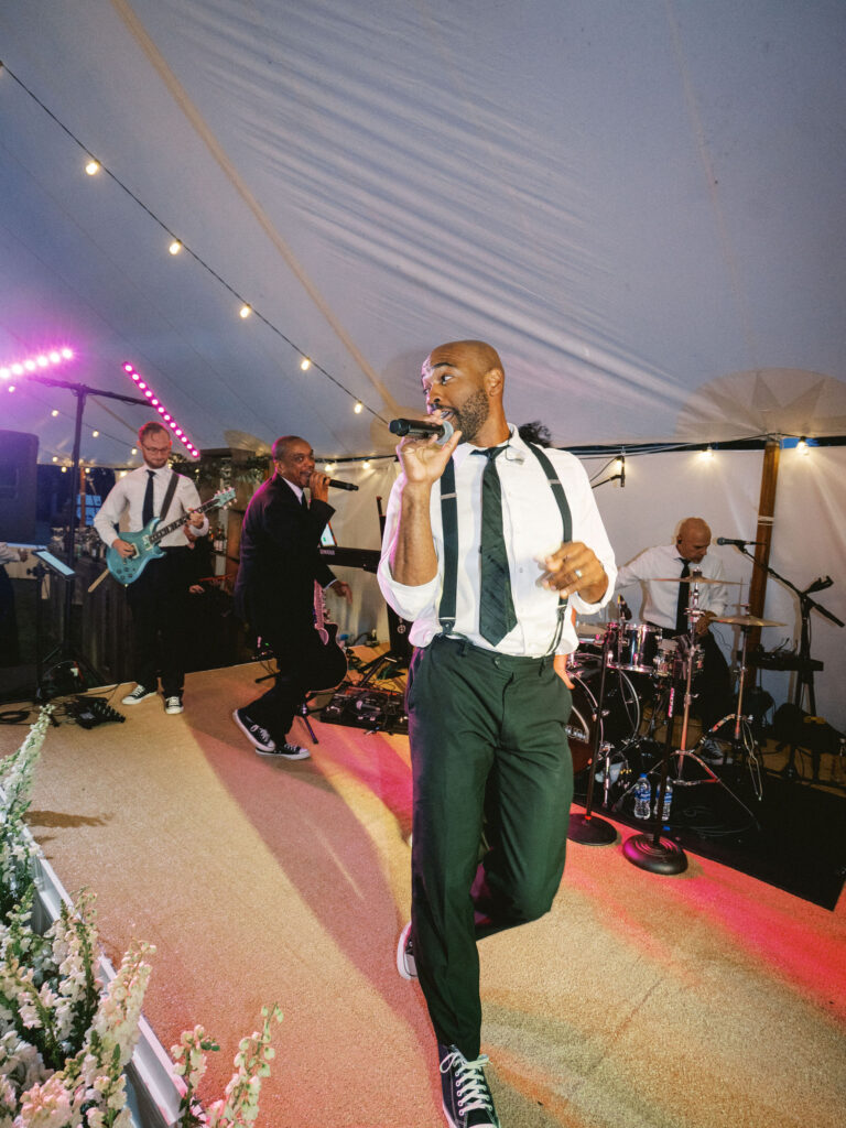 washington talent band millennium singer at tented wedding 
