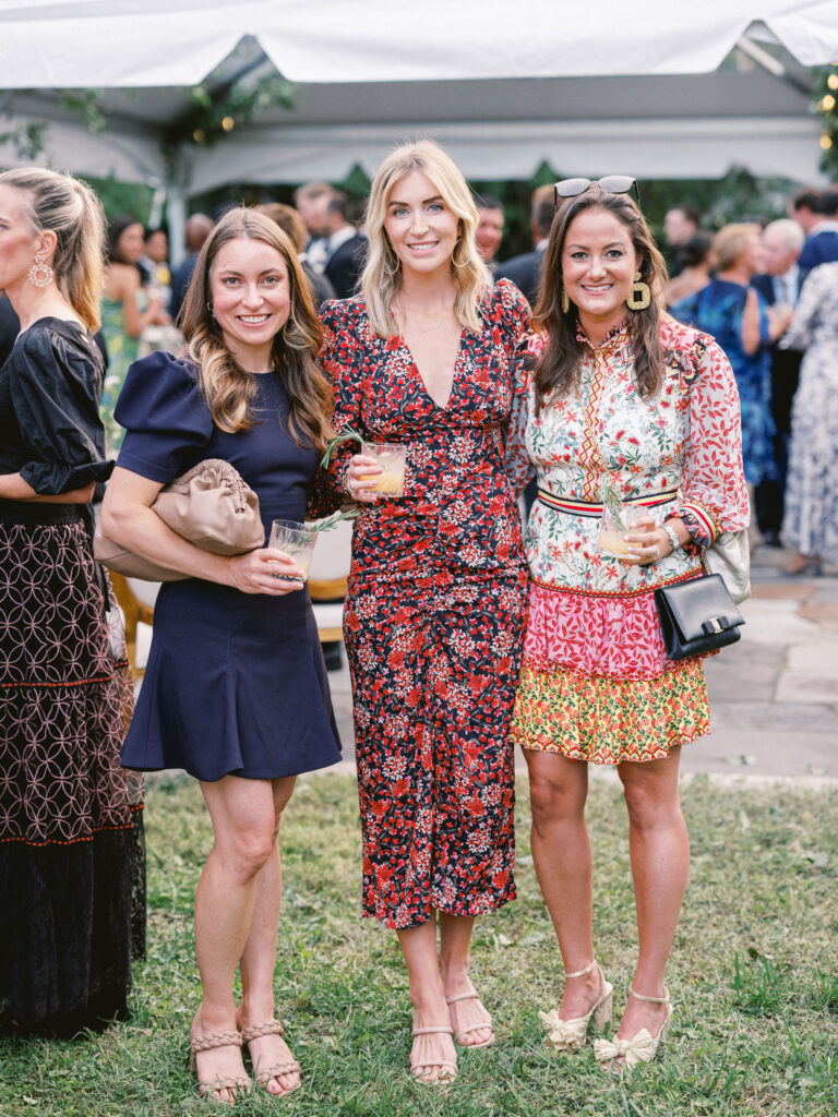 wedding guests in floral dresses 