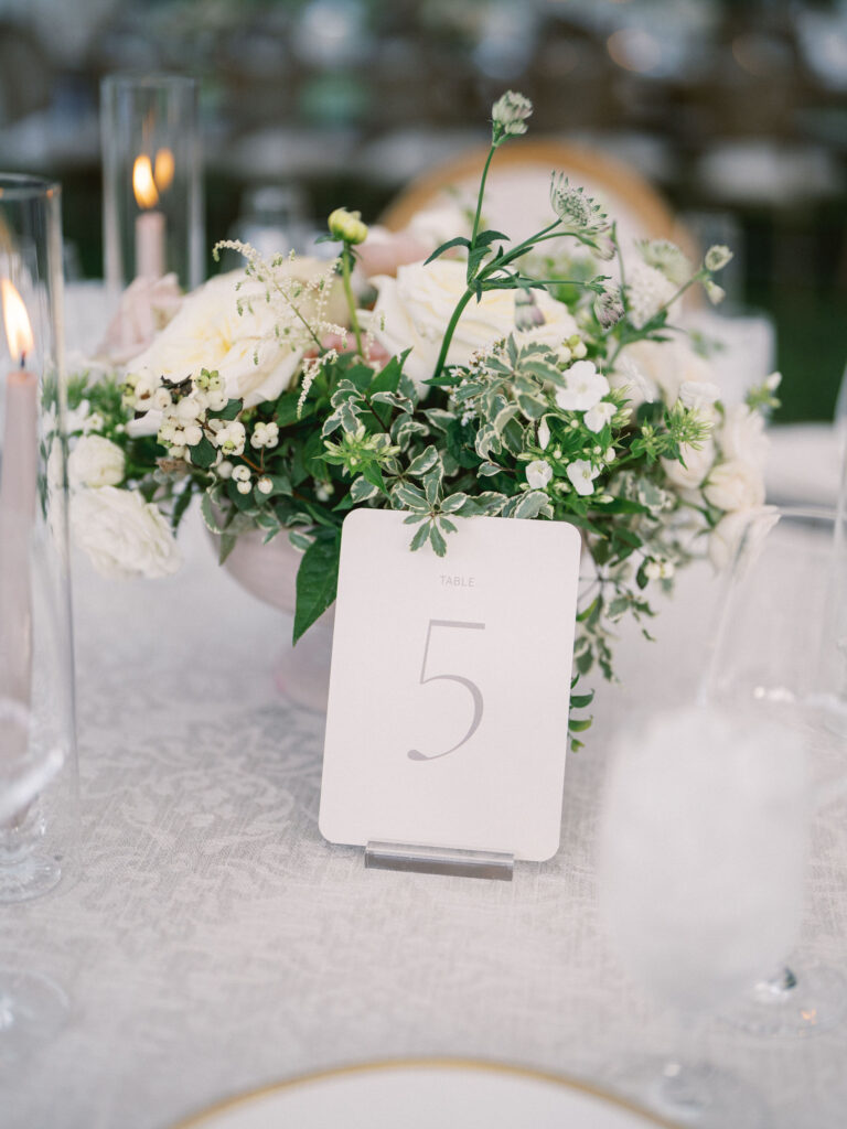 neutral table number in light grey 