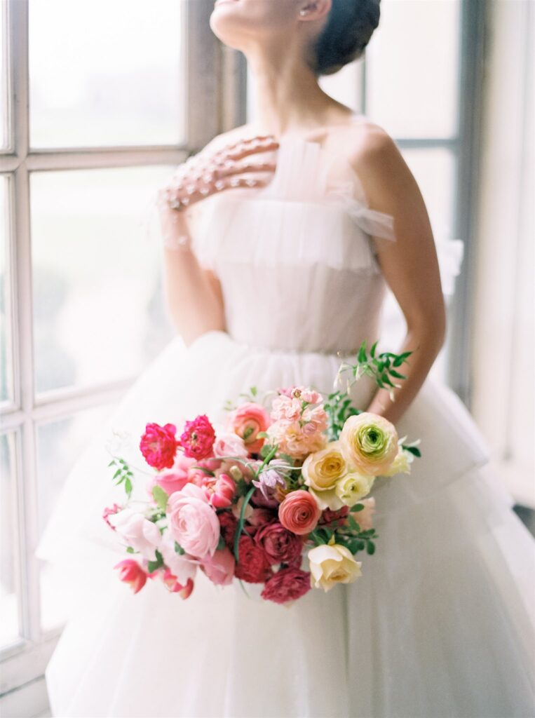 bright pink ranunculus bridal bouquet 
