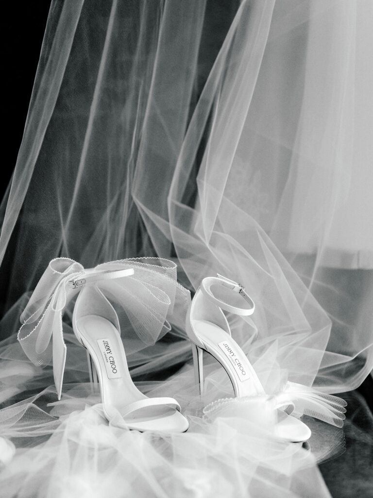 white bow jimmy choo wedding heels for bride