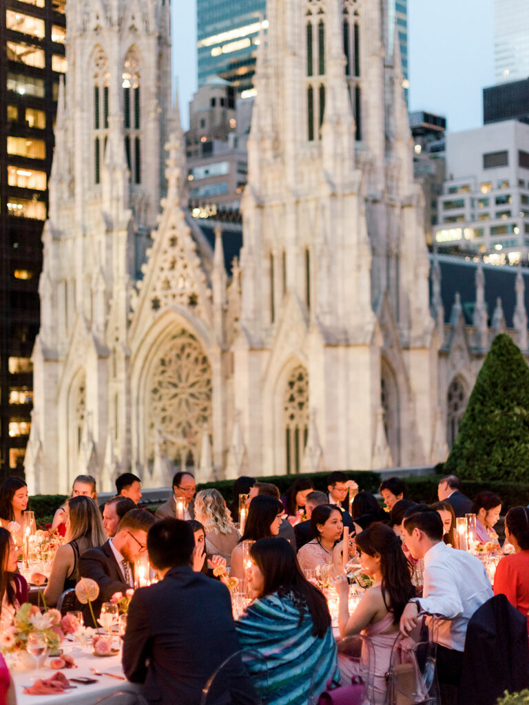 candlelit wedding reception in new york city on rooftop 